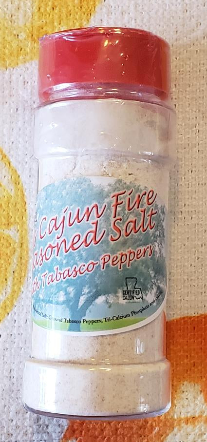 T J's Cajun Fire Seasoned Salt with Tabasco Peppers